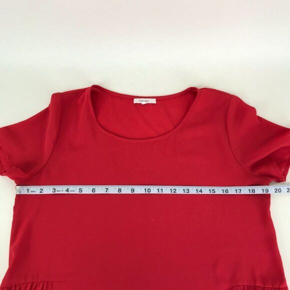 Pleione Ruffle Hem Blouse Women’s XS Red Sheer Short Sleeves Polyester Holiday - Picture 5 of 9
